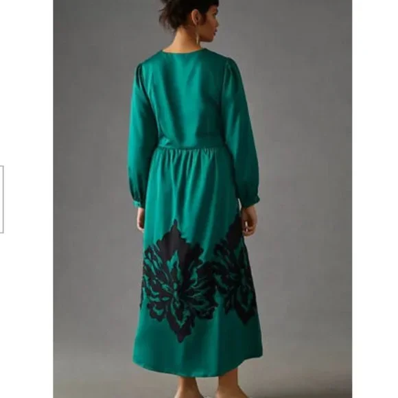 nikasha embroidered satin dress $260 Anthropologie Nikasha Embroidered Satin Dress SIZE S new with tag